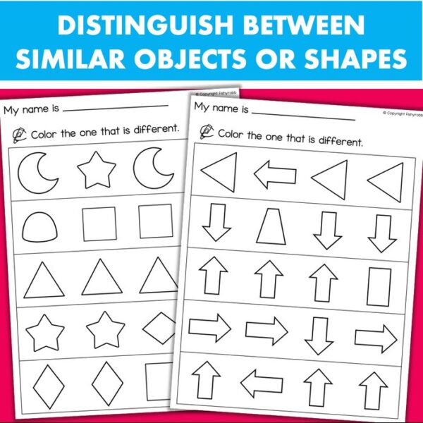 visual discrimination shapes same and different